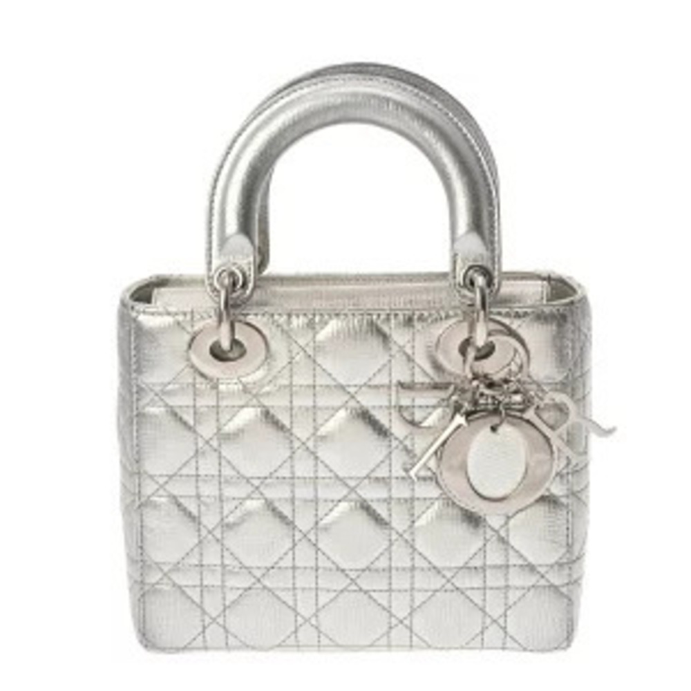 Dior Cannage LADY Silver Lambskin Handbag